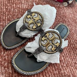 Black/White Embossed Snake Print Miller Sandals